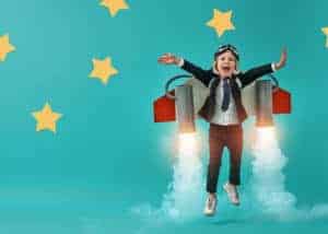Junior Campus OOL lessenserie Heelal- kind in astronauten pak - onderzoekend en ontwerpend leren